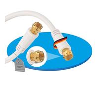 Sonero Antenna Cable SAT Cable Coaxial Cable Satellite Cable TV 7.5 m 4x Shielded for HDTV, Receiver, Internet, Satelite, DAB, Radio, White