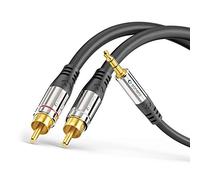 Sonero Premium 0.50 m RCA Cable, 2x RCA to Jack Cable 3.5 mm, Audio Cable, HiFi System, AUX, Black