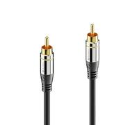 Sonero Premium 5.00 m RCA Cable, 1x RCA Male to 1x RCA Male, Subwoofer, Amplifier, Projector, AV Receiver, Black