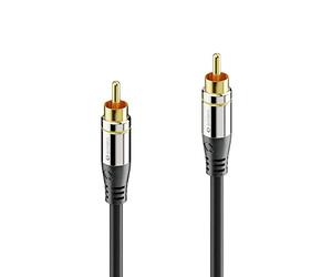 Sonero Premium 5.00 m RCA Cable, 1x RCA Male to 1x RCA Male, Subwoofer, Amplifier, Projector, AV Receiver, Black