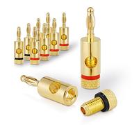 Sonero Premium Banana Plugs (Set of 8) for all Speaker Cables with a Diameter of max. 6 mm², 4 Pieces with Colour Coding (4 x Red, 4 x Black), 24 Carat Gold-Plated
