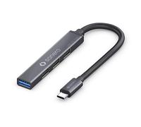 Sonero S-UH110-001 USB Hub, USB Distributor, 4-Port, 1x USB 3.2 with 5 GB/s, 3x USB 2.0 with 480 MB/s, USB-C Plug, Ultra Slim, Space Grey, 0.15 m