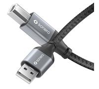 Sonero USB 2.0 Cable, 3m, A Male to B Male, 480MB/s, Space Grey/Black, for Printers and Computers