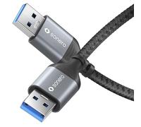 Sonero® USB-A to USB-A Data Cable, Connection Cable, USB Cable Type A, USB 3.0, 5GB/s, Space Grey/Black, 2.00 m
