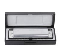 Sonew 10-Hole Harmonica Blues Bb Key Harp Wind Musical Instrument for Beginners & Pros with Brass Base (Black)