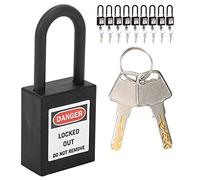 Sonew 10 Pcs Safety Lockout Padlock, 2 Keys Per Lock, 38mm Insulated Safety Padlock for Electrical Lockout Tag Out Kits(Black)