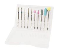 Sonew 10pcs Nail Drill Bit Set, Stainless Steel Emery Cuticle Remover Bits for Nail Shaping Smoothing Polishing, with Portable Storage Box, for Artist Beginner Professional (These 2)