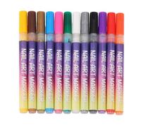 Sonew 12 Colors Nail Art Pens, Ultra Fine Tip Brush for Smooth Coloring, with Slender Nib for Detailed Patterns, DIY Home Salon Manicure Tools