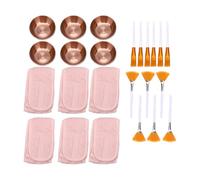 Sonew 24pcs Facial Brush Set Professional Skincare Tools with Stainless Steel Bowls Fleece Headbands for DIY Clay Makeup Application (Rose Gold)