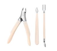 Sonew 3 Piece Cuticle Trimmer Set Stainless Steel Manicure Tools with Ergonomic Grip Textured Handles for Accurate Cuticle Trimming At Home