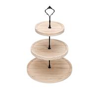 Sonew 3 Tier Dessert Stand with Crown Handle Wood Grain Cupcake Tower for