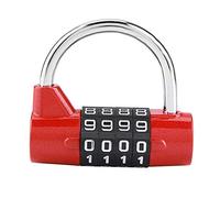 Sonew 4 Dial Digit Code Combination Padlock, Gym Locker, Security Password Lock for Gym, School, Employee Locker Travel Suitcase(Red)