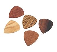 Sonew 5Pcs Wood Guitar Picks with Grooves Non-Slip for Folk Guitar and Stage Performance