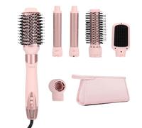 Sonew 6-in-1 FlexStyle Air Styling System | Hair Dryer Set Includes One-Step Blow Dry Brush x 2, Auto Wrap Curling Iron, Airflow Straightener Paddle Brush, Travel Storage Bag (Pink)