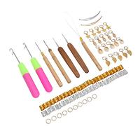 Sonew 89pcs Metal Hair Rings, Braid Rings Dreadlocks Needle Crochet Hook Hair Tools with Exquisite Pattern, for Parties Weddings Film Festivals