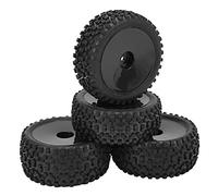 Sonew Advanced RC Tires and Wheels with 12mm Hex for 1/10 Off Road Cars - Enhanced Grip and Performance, Black Upgrade Parts (Black)