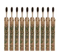 Sonew Bamboo Toothbrushes Soft Gentle Cleaning for Adults and Kids 50 Pack Charcoal Infused Toothbrush Set with Ergonomic Handle (Black)