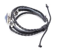 Sonew Blue Evil's Eye Bracelets for Men - Turkish Style Adjustable Length Handwoven Leather Jewelry with Classic Multilayer Design for Nightclubs and Parties