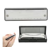 Sonew Blues Harmonica 10-Hole A Key Portable Beginner Gift Wind Instrument (Black)