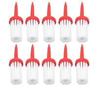 Sonew Brush Type Tees for More Distance and Low Resistance - 10pcs Consistent Height Plastic Tees for Driver Training with White Handle and Black Hair (Red and white hair)