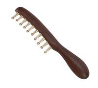 Sonew Copper Teeth Wooden Comb Wide Tooth Metal Comb for Men Women with Ergonomically Contoured Handle Gently Detangles Thick Curly Hair
