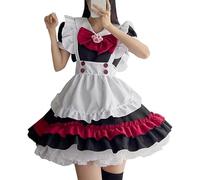 Sonew Cute Maid Dress with Apron and Bow for Parties, Cosplay, and Events - Blue XXL (S) (S) (M)