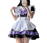 Sonew Cute Maid Dress with Apron and Bow for Parties, Cosplay, and Events - Blue XXL (S) (S) (XL)