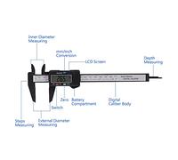 Sonew Digital Caliper with Large LCD Screen for Inside Outside Depth Measurement () (Black)
