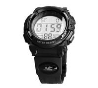 Sonew Digital Electronic Watch 50M PU Strap Multifunctional Outdoor Sports Timepiece for Kids (Black)