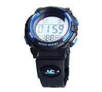 Sonew Digital Electronic Watch 50M PU Strap Multifunctional Outdoor Sports Timepiece for Kids (Blue)