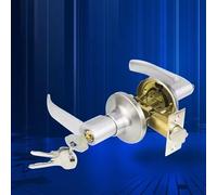 Sonew Door Handle Lock Kit Aluminum Alloy Safety Bar Lock with Core Latch Keys for Bathroom Bedroom Household Durable Secure Easy Install (25-45mm Door Thickness)