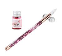 Sonew Elegant Glass Dip Pen Set with Ink and Holder, Portable Calligraphy Tool for Home and School (glass tip pink)