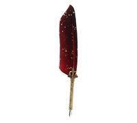 Sonew Exquisite Quill Pen Set for Calligraphy Writing with Multiple Replacement Nibs and Elegant Blue Feathers (Red)