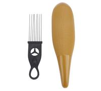 Sonew Guiro Instrument Stainless Steel and ABS Fish-Shaped Latin Percussion Shaker with Scraper - Coffee Color