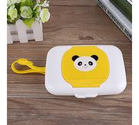 Sonew Infant Travel Wipes Dispenser with Cute Design and Portable Strap - Tissue Box/Cover in Vibrant Colors (Yellow Panda)