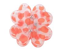 Sonew Magnet Four Leaf Hair, Strong Hold No Slip Spring Hair Clips for Women, with Anti Slip Teeth for Thick Thin Curly Straight, Leopard Print Orange