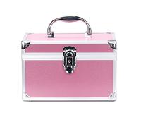 Sonew Makeup Organizer Box, Large Capacity Lockable Cosmetic Storage Case with Mirror and Compartments, for Jewelry Makeup Tools Cosmetics Accessories (Pink)