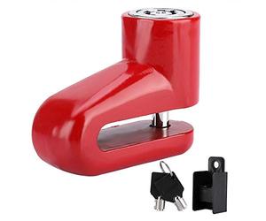 Sonew Motorbike Disc Lock, Security Disc Brake Lock, Scooter Motorcycle Anti-Theft Heavy Duty Bike Brake Wheel Disc Rotor Lock (Red)