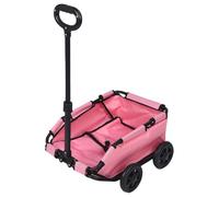 Sonew Pet Stroller Multifunctional Folding 4 Wheels Pullable Pet Cart with Angle Design for Outdoor Camping Travel, Portable Grey Oxford Cloth (Pink)