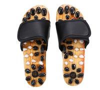 Sonew Sandales, Massage Shoes Natural Stone Massage Shoes Foot Reflex Zones Acupressure for Foot Care at Home (39 Black)
