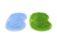 Sonew Shower Back and Foot Scrubber Mat 2 Pack Non Slip Bath Pad Scrubber with Suction Cup Foot Exfoliator Mat with Skin Friendly TPR Material (Blue Green)