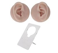 Sonew Silicone Ear Model, High Simulation False Human Ear Model with Stand, Soft Flexible 3D Piercing Model for Acupuncture Piercing Practice Jewelry Display (Medium Skin Color)