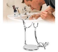 Sonew Stainless Steel Shaving Stand, Razor & Brush Holder Soap Bowl Hair Beard Grooming Kit Supporter, Bathroom Kitchen Space Saver