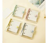 Sonew Transparent 3- with Snap Button Cover, PVC for Loose Leaf Notebook, Grid Inner Pages & Pockets (White #36)