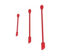 Sonew Versatile Double Headed Small Silicone Spatula for Makeup and Kitchen Use - 3pc Set, Red, for Jars, Bottles, and Baking Needs (Red)