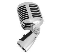 Sonew Vintage Dynamic Microphone with Cardioid Design for Vocal Performance - Classic Retro Style Microphone in Gold with Zinc Alloy Body and Self-Tensioning Rack (Silver)