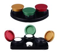 Sonew Watch Repair Oil Cup Stand Metal Ceramic Watchmaker Grease Holder Tool 3-Hole Fan Shaped with Prevention Lid