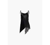 Song for the Mute Womens Black Floral-panel Bias-cut Satin Top 8