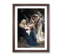 Song Of The Angels By William Adolphe Bouguereau Classic Painting Framed Print | A3 Walnut Framed Wall Art | Ready to Hang | Classic Historical Picture | Living Room Bedroom Lounge Office