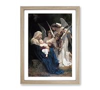 Song Of The Angels By William Adolphe Bouguereau Classic Painting Framed Wall Art Print, Ready to Hang Picture for Living Room Bedroom Home Office Décor, Oak A3 (34 x 46 cm)